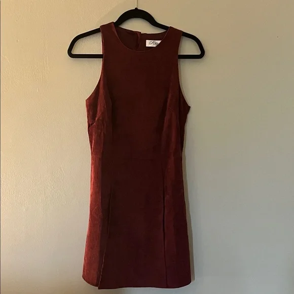 Elegant Sleeveless Wine Mini Lined Corduroy Dress - Picture 1 of 3